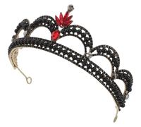 ibasenice Bridal Headpiece Queen Crown, Baroque Vintage Alloy Rhinestone Crown Headband, Black, for Brides and Women, Princess Birthday Celebration and Banquet