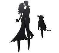 ibasenice Bride and Groom Hugging Cake Topper Vintage Wedding Cake Topper Iron Material Black Color Delicate Unique Design Dog Shape Reliable Versatile Use for Wedding and Engagement Party