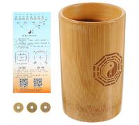 ibasenice Buddhist Divination Game with Copper Coins and Bamboo Fortune-telling Bucket Traditional Chinese Prop for Family Gatherings Temple Rituals Compact for Spiritual Practices