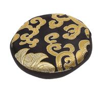 ibasenice Buddhist Singing Bowl Cushion 10cm Black Gold Handmade Wooden Fish Mat Decorative Sound Pad for Meditation and Temple Use