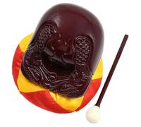 ibasenice Buddhist Wooden Fish Instrument Set Percussion Music Teaching Aid Deep Color Woodblock with Stick for Rhythm Development and Coordination