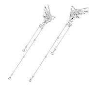 ibasenice Butterfly Ear Cuff Clip Earrings for Women Lightweight Non Piercing Dangle Chain Ear Clips Elegant Curvy Design for Birthday and