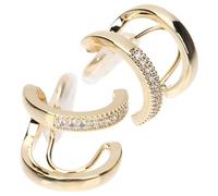 ibasenice C Shape Ear Clips Non Piercing Ear Bone Clip on Earrings 14k Gold Double Layer Hollow Design and Parties