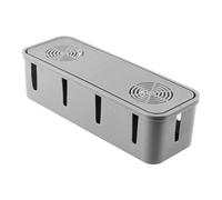 ibasenice Cable Organizer Box Plastic Grey for Office Desk Power Strip and Cord Storage with Neat Cable Function