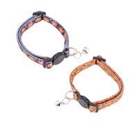 ibasenice Cat Collar Set Adjustable Size 2pcs with Bell Decor Design Halloween and Polyester Pumpkin Neck Strap in Black and Orange for Cats and Pets, for Party Dress