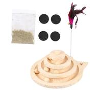 ibasenice Cat Interactive Wooden Turntable for with Track Balls Non Slip Base Engaging Plaything for Indoor Cats Encourages Exercise and Reduces Furniture Scratching