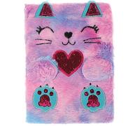 ibasenice Cat Plush Notebook A5 Fluffy Cartoon Diary for School and Travel Cute Writing Journal for Girls Portable Note Accessory