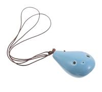 ibasenice Ceramic Alto Ocarina 6-hole High-pitched Tune Flute Instrument for Beginners with Blue Color Suitable for Music Learning and Folk Wind Instrument Practice