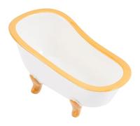 ibasenice Ceramic Hamster Bathtub with Wood Grain Finish, Mini Sand Bath Box and Washable Hamster Toilet for Small Pets, Guinea Pig Bathing and Sleeping Habitat Accessory