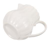 ibasenice Ceramic Milk Jug Stylish White Small Creamer Pitcher 240ml with Comfortable Touch Multi-use Milk Container with Frothing Function for Home and Coffee Shop Use
