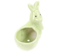 ibasenice Ceramic Rabbit Egg Cup in Light Green Minimalist Bunny Shape Versatile Egg Stand for Easter Or Breakfast Table Display