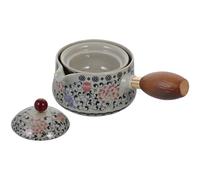 ibasenice Ceramic Side Handle Tea Pot with Single Pot Filter and Comfortable Grip, Floral Pattern Design, Portable Loose Leaf Teapot for Home and Travel Use