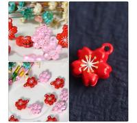 ibasenice Cherry Blossom Shape Pet Collar Bells 5pcs Small 13x16mm Red Pendant Bell Accessories for Cat Collar Decoration