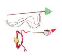 ibasenice Christmas Cat Set with Knitted Bell Collar Interactive Chewing Stick Teaser Wand for Cats Dental Fun Pet Playtime Adorable Festive Design