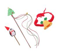 ibasenice Christmas Cat Teaser Set with Knitted Bell Collar and Plush Chew Stick Interactive Pet Teaser for Dental Health and Festive Playtime Adorable Kitten Chew Kit