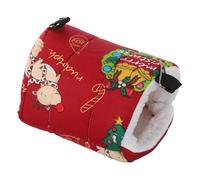 ibasenice Christmas Print Warm Bird Nest Bed for Cage Thick Cotton Parrot Sleeping Bed with Dual Hooks Cozy Hanging Hideaway Hut for Cockatiels Conures Budgies Lovebirds and Pets Winter