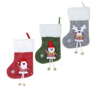 ibasenice Christmas Stockings Cute Style for Fireplace Hanging Decoration 3pcs Polyester Sock with Classic Patterns, Holds Shape for Indoor Holiday Party