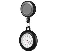 ibasenice Clip-On Pocket Watch for Students with Accurate Time Keeping and Easy to Carry Design, Black Silicone and Alloy Material, Fashionable and Creative Style Suitable for Daily Use