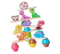 ibasenice Colorful Wooden Dinosaur Stacking Blocks for Educational Balance Game to Hand Eye Coordination and Patience Early Learning Party Games for Boys