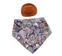 ibasenice Comfortable Pet Cowboy Hat and Bandana for Dogs and Cats Decorative Retro Western Style Headdress Lightweight Soft Surface for Parties Cosplay Birthdays Festival Wear Brown Navy