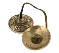 ibasenice Copper Percussion Instrument Meditation Cymbal Bell Six-Word Chant Pattern Religious Temple Chime Buddhist Supply Yoga Musical Instrument