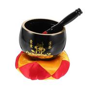 ibasenice Copper Singing Bowl 3.5 Inch (9.5cm) Black Buddhist Sound Therapy Bowl with Chanting Hammer for Meditation and Mindfulness Practice