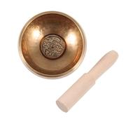 ibasenice Copper Tibetan Singing Bowl with Mallet and Gasket Set for Meditation and Relaxation, Golden Finish Produces Voice and Soothes The Mood, for Sleep and Meditation Rooms