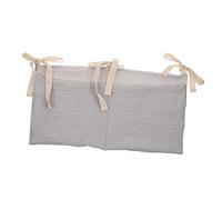 ibasenice Cotton Double Pocket Stroller Organizer Bag with Strap Hanging Crib Storage Pouch for Bottles and Essentials Portable Stroller Accessory for Parents Light Grey