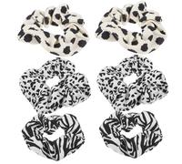 ibasenice Cow Pattern Hair Rope and Zebra Pattern Hair Ring 6Pcs Collection for Women Korean Style Animal Print