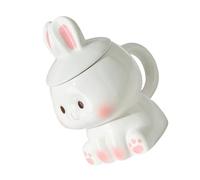 ibasenice Creative Bunny Ceramic Mug with Lid 350ml Cute White Coffee Tea Mug for Office and Home, Easy to Clean and Versatile Use, for Holidays and Birthdays