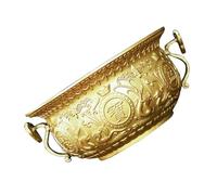ibasenice Creative Cornucopia Ornament Treasure Bowl Made of Brass with Double Ear Handle, Golden Decorative Home Cornucopia Craft Suitable for Shopping Malls and Ancestral Temple Worship