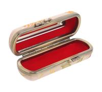 ibasenice Creative Vintage Embroidered Lipstick Case with Mirror Elegant Antique Bronze Lip Balm Holder for Women Travel and Purse Decorative Makeup Organizer for Special Occasions