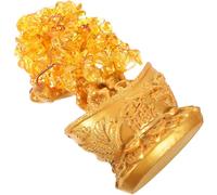 ibasenice Crystal Fortune Money Tree Ornament Citrine Gemstone Feng Shui Decor for Home Office Study Table Desktop Adornment for Wealth Luck Prosperity