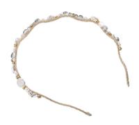 ibasenice Crystal Pearl Headband for Women Boho Embellished Sparkle Glitter Statement Hair Accessory Fashion Head Bands for Festival