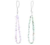 ibasenice Crystal Phone Strap 2 Pack Natural Gemstone Beads Lightweight Mobile Phone Hanging Rope for Decoration and Anti-lost
