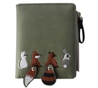ibasenice Cute Animal Foldable Pu Leather Wallet for Women, Small Green Coin Purse with Large Capacity, Multifunctional Casual Change Bag Suitable for Daily Use