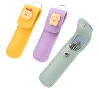 ibasenice Cute Portable Earwax Removal Tool Set 6 Pieces Stainless Steel Ear Spoon and Tweezer Kit for Home Use with 3 Cartoon Designs (Bow Knot Cat, Bow Knot Chick, Heart Dinosaur)