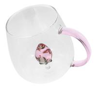 ibasenice Cute Strawberry Glass Coffee Mug 400ml Borosilicate Glass Drinking Cup with Smooth Edges Easy to Clean for Home and Restaurant Use