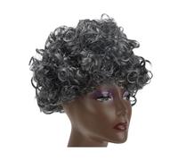 ibasenice Dark Grey Fluffy Grandma Wig for Cosplay Party, Adult Grandma Costume Wig with Curly Hair, Masquerade Dress Up Accessory for Carnival and Themed Events