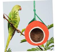 ibasenice Decorative Parrot Nest Coconut Shell Bird House for Budgies and Parakeets Rustic Hanging Bird Nest with Smooth Surface for Resting Playing and Sleeping Color