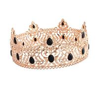 ibasenice Delicate Alloy King Crown for Men Retro Baroque Style Cosplay Headdress with Black and Gold Rhinestones Stable Fit for Halloween Party Theater Prom Wedding and Birthday Celebration