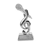 ibasenice Desk Microphone Trophy for Music Competitions Silver Karaoke Award for Party Decorations Unique Music Achievement Trophy for Vocalists and Djs