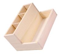 ibasenice Desktop Makeup Storage Box Makeup Organizer Wood Lightweight Design Safe Storage Beige Suitable for Dressing Table and Desktop