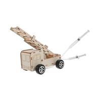 ibasenice Detachable Wooden Fire Ladder Truck Model DIY Science for Wear Resistant Fire Engine Educational Experiment Kit Easy Assembly and Space Saving Storage