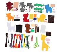 ibasenice DIY Jungle Animal Felt Sewing Kit for Beginners Crafting with Non-Fading Felt Animals Educational Puzzle for Boys Develop Fine Motor Skills and Creativity