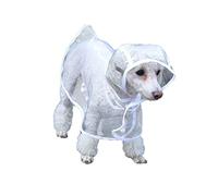 ibasenice Dog Raincoat for Small Pets Transparent Hooded Rainwear with Bordered White for Keeping Your Puppy Dry Wet Weather