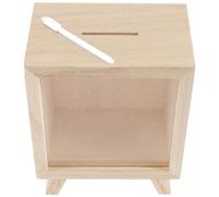 ibasenice Donation Suggestion Box - 1 Pcs Clear Wooden Money Bank Money Storage Container Travel Fund Box with Clear Front Window Wooden Piggy Bank Ballot Box