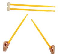 ibasenice Double-end Nylon Drumsticks Pair, Lightweight Portable Jazz Percussion Sticks Felt Tips, Yellow Drum Mallets for Drum Kit, Snare, and Cymbals