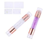 ibasenice Dual Head Manicure Stamper Nail Art Seal Set with Silicone Small Stamper for Salon and Home Use, Easy to Use and Skin Friendly DIY Nail Stamping Tool 2pcs