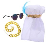 ibasenice Dubai Dog Costume for Small Pets Arabian Headscarf with Gold Chain Necklace Lightweight Breathable Pet Outfit for Halloween Party Photo Props